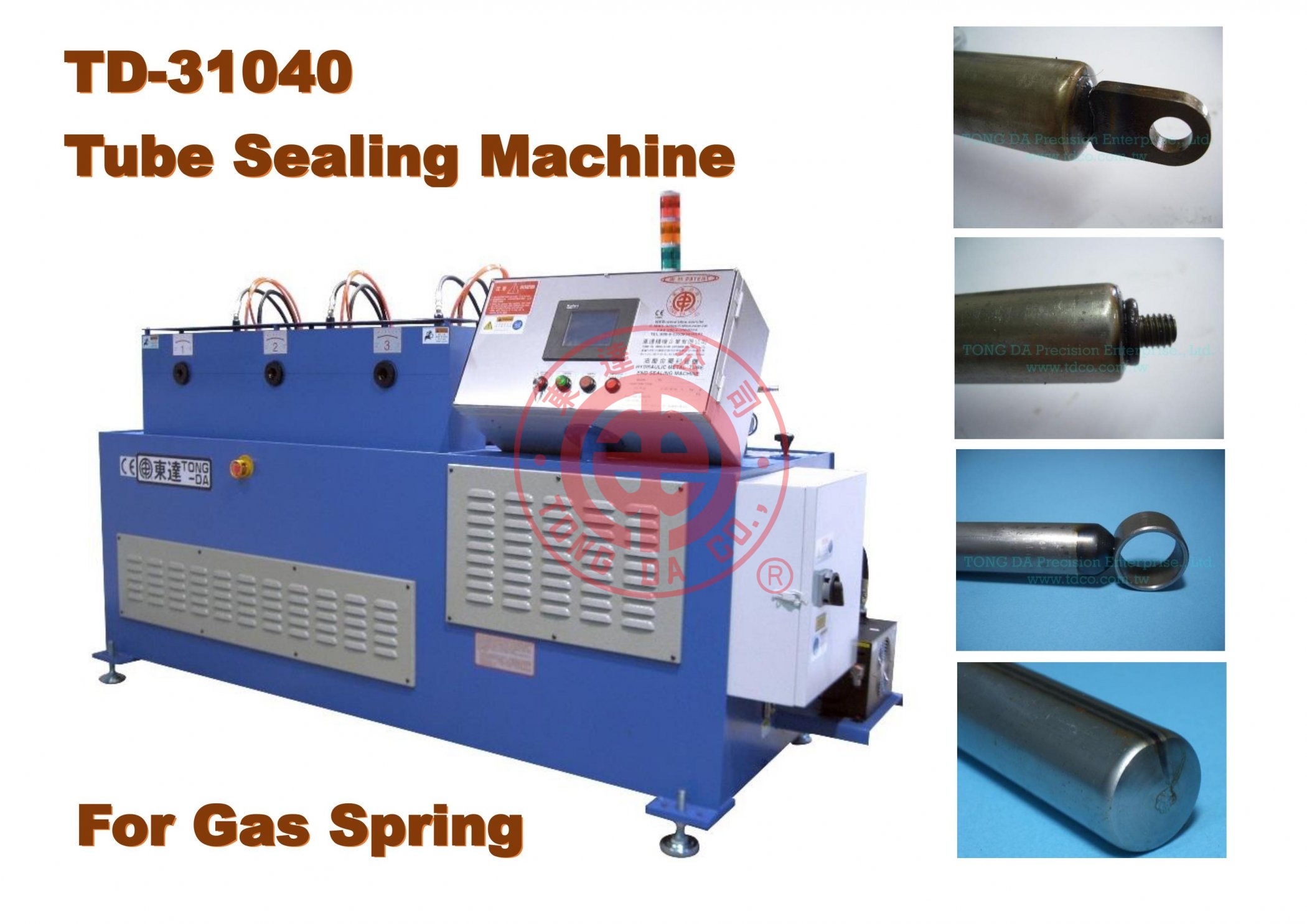 TD-31040-PATENT-gas spring cylinder closing machine,Tube End Closing Machine-(FOR GAS SPRING)